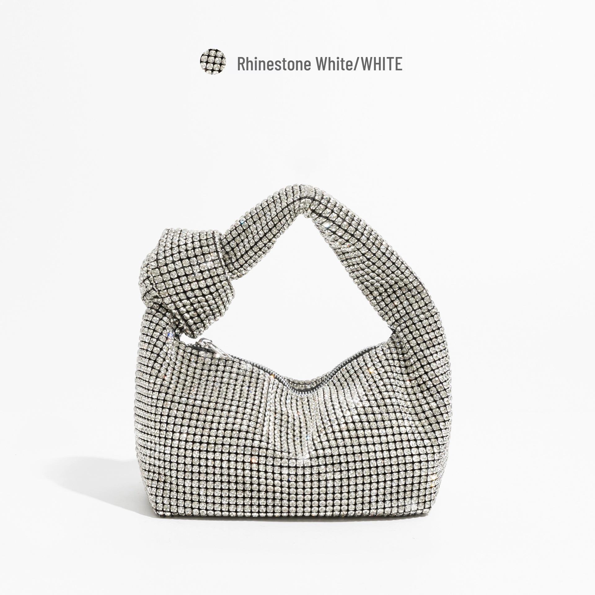 

Универсальная сумка-ведро со стразами и цепочкой через плечо для женщин, 2025 серебряный