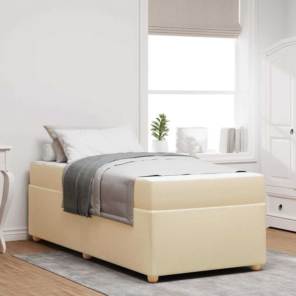 Bed Frame with Mattress Cream 90 x 190 cm Fabric