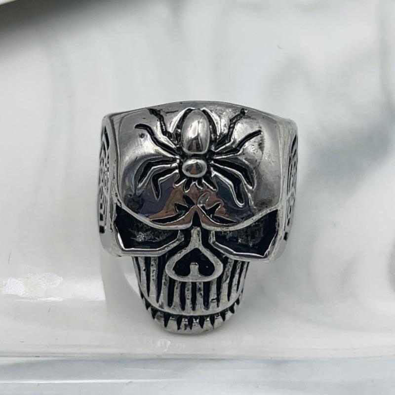 

2026 New Punk Rings Spider Pattern Skull Rings Copper Ox Color Vintage for Men Boys Fashion Rings Cool Looking Vintage Zircon 9