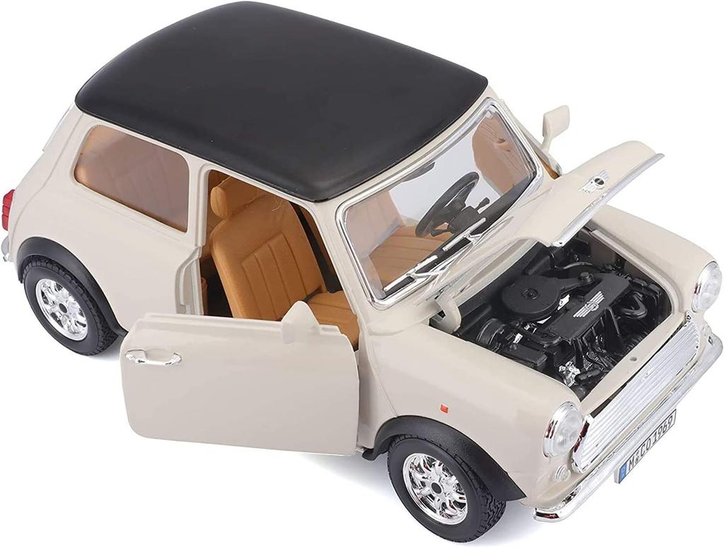 Bburago Scale Mini Cooper 1969 Cream Diecast Model Car 1/18