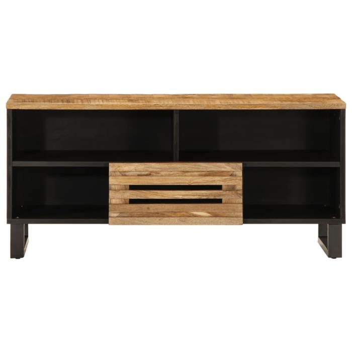 VidaXL TV Cabinet 100x34x46 Cm Solid Raw Mango Wood, TV Bench, Hi-fi Cabinet, TV Console, TV Buffet, Multimedia Cabinet 377514