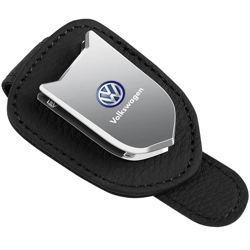 For VW Hot 2025 New Fashion Car Sun Visor Glasses Clip Leather Eyeglasses Clip For volkswagen- polo golf 3 4 5 6 7 8 6 t5 b4 b