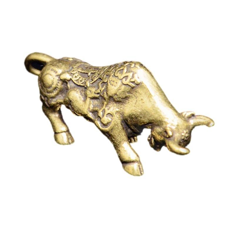 Brass Ox Statue Miniature for Home Decoration Fengshui Lucky Wealth Figurine