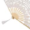 Hand Held Embroidered Folding Fan Bamboo Handle Dance Fan Vintage Lace Hand Fan  Ladies