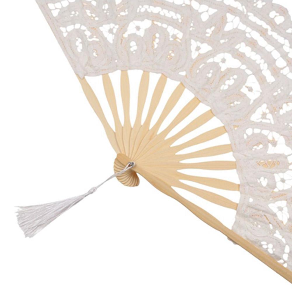 Hand Held Embroidered Folding Fan Bamboo Handle Dance Fan Vintage Lace Hand Fan  Ladies