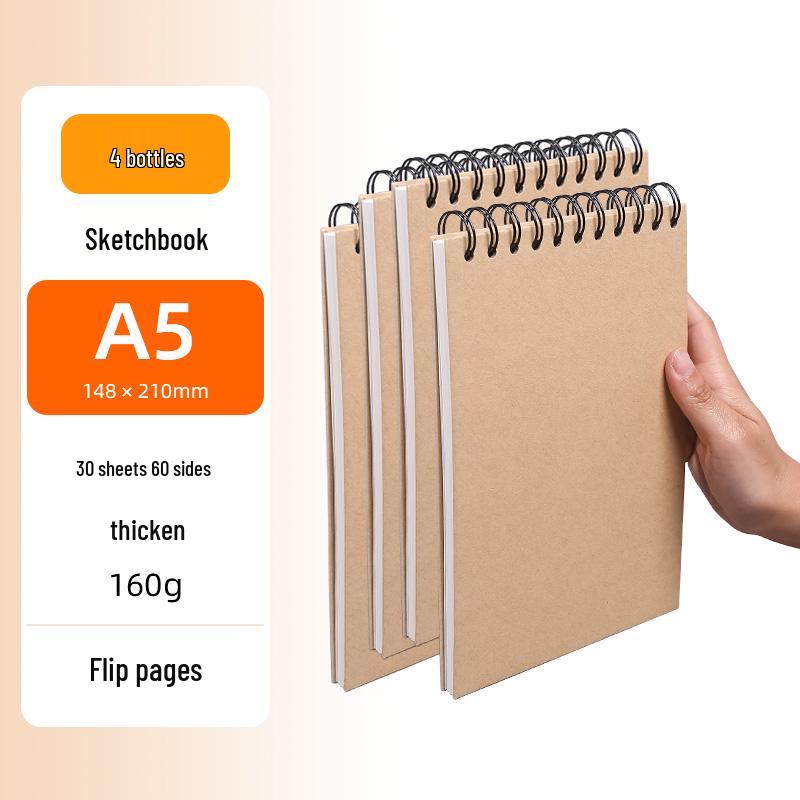 A4 Hardcover Spiralgebunden Verdicktes Skizzenbuch - Zeichenbuch für Kunststudenten mit losen Blättern 8K für die Grundschule.