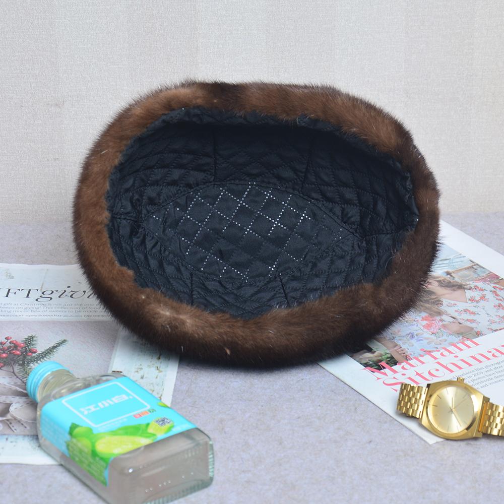 Men Mink Fur Hat New Fashion Men's Real Mink Fur Cap Winter Warm Top Hat Headgear Beanie Beret Natural Real Mink Fur Cap For Men