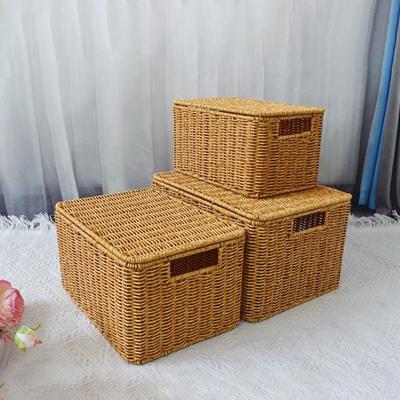 Rectangular Woven Storage Basket Large Capacity Weave Container Premium Laundry Baskets Household