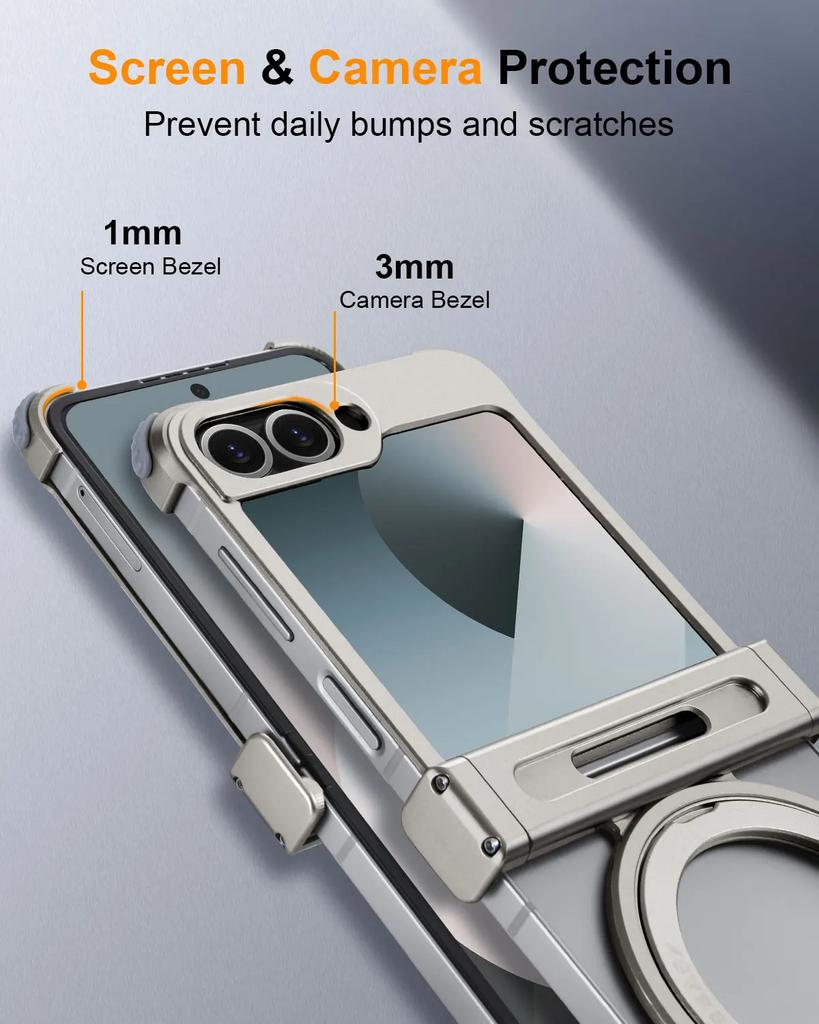 Eary for Samsung Galaxy Z Flip 7 6 Case for MagSafe 360°Rotatable Magnetic Kickstand Wireless Charging Anti Scratch Phone Cover