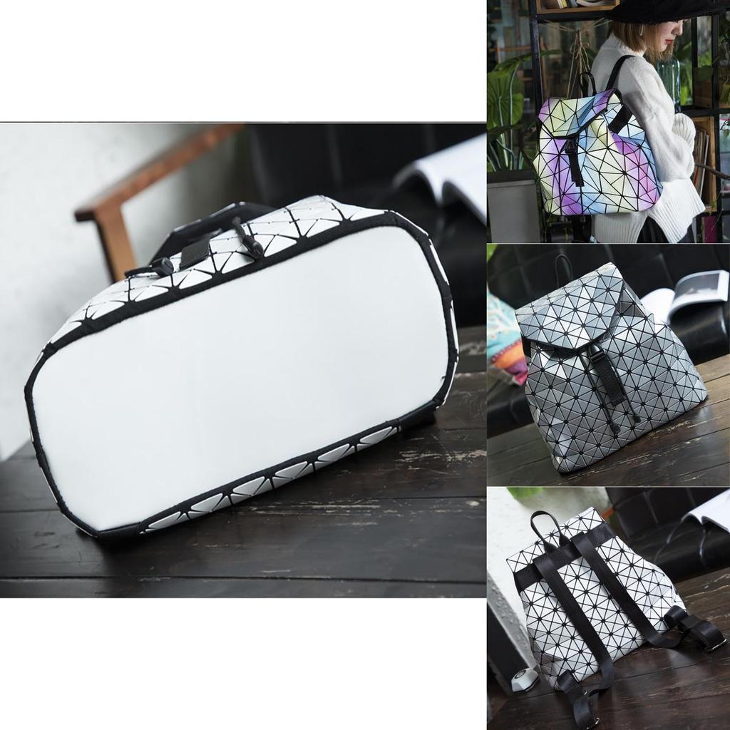 Premium Quality Geometric Lattice Sequins Backpack Large Fashionable Schoolbag