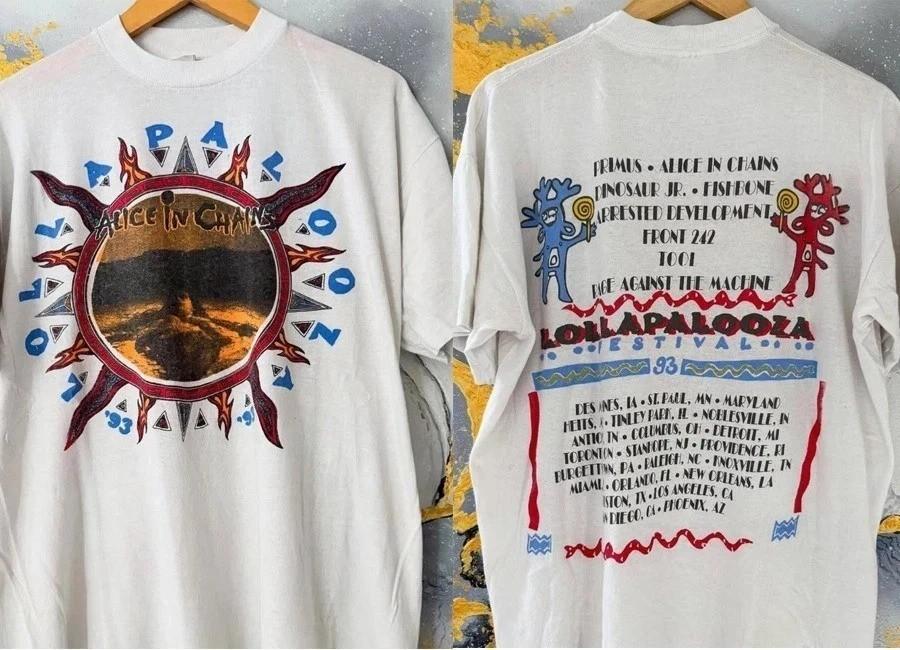 

Alice in Chains Lollapalooza 1993 concert 2 side T shirt White Unisex T-Shirt M