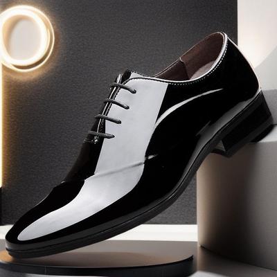 Herenschoenen met vetersluiting in formeel lakleer, veelzijdig, puntig, grote maten, perfect voor bruiloften en zakenreizen.