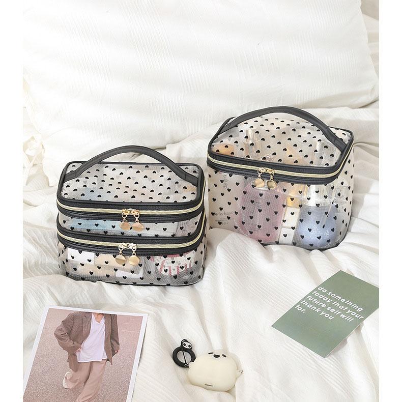 Reiseaufbewahrung, Malerei, Netz, Handliche Doppelschicht-Make-up-Tasche, Tragbare Sichtbare Veränderung, Schlüssel, Lippenstift, Verschiedene Aufbewahrungstasche