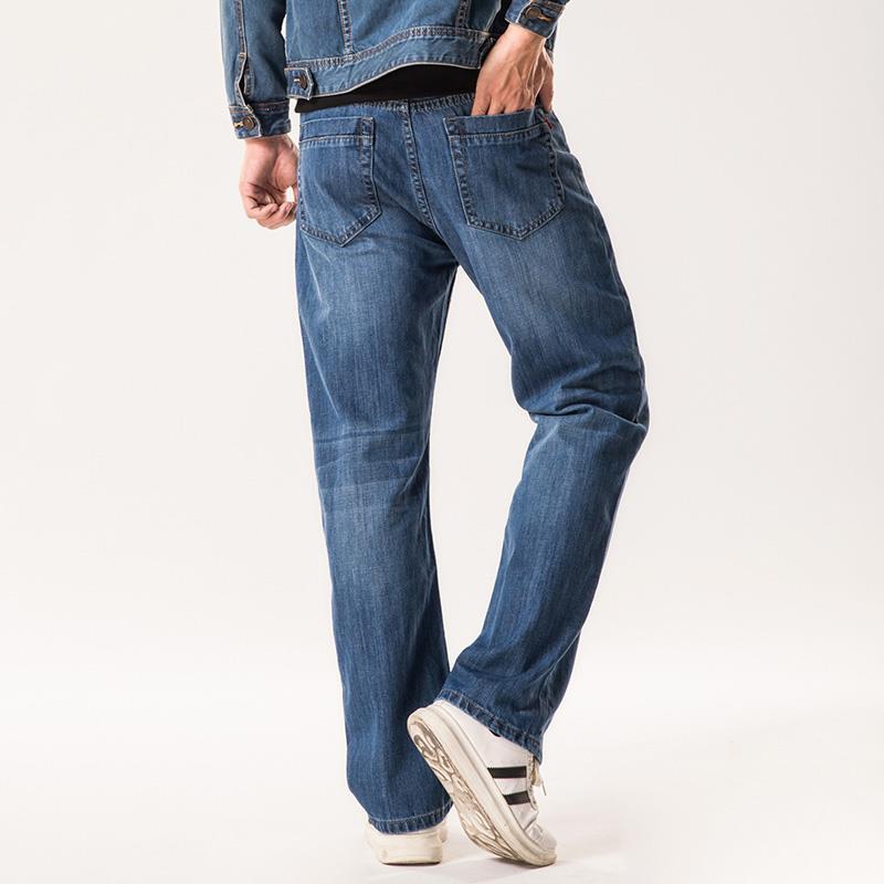 Men's Straight Loose Jeans Soft Fashion Casual Pants Male Elastic Waist Trousers