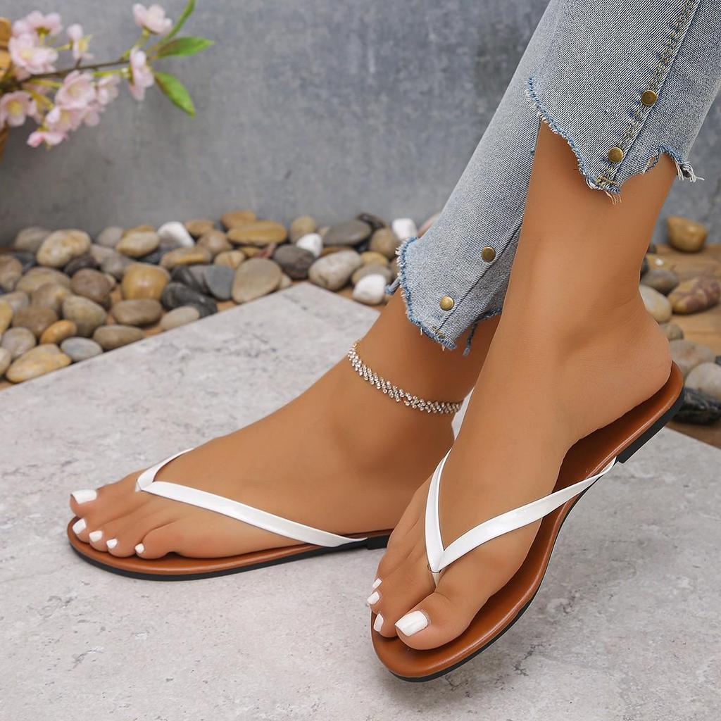 Infradito Casual da Donna - Moda Interno Esterno Centinaia Esterno Design Semplice Sandali da Spiaggia Pantofole Estive