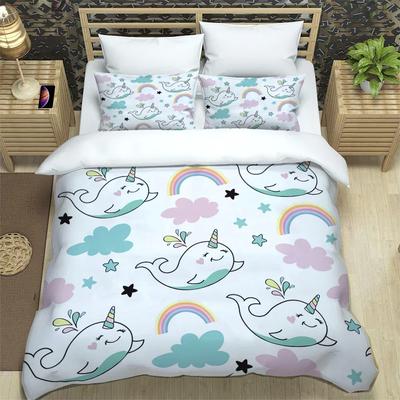 Cartoon Pink Animals HD Print Bedding Set Boy King Size Bedding Set Girl's Bed Double Bed Duvet Covers Pillowcase Bedding Set