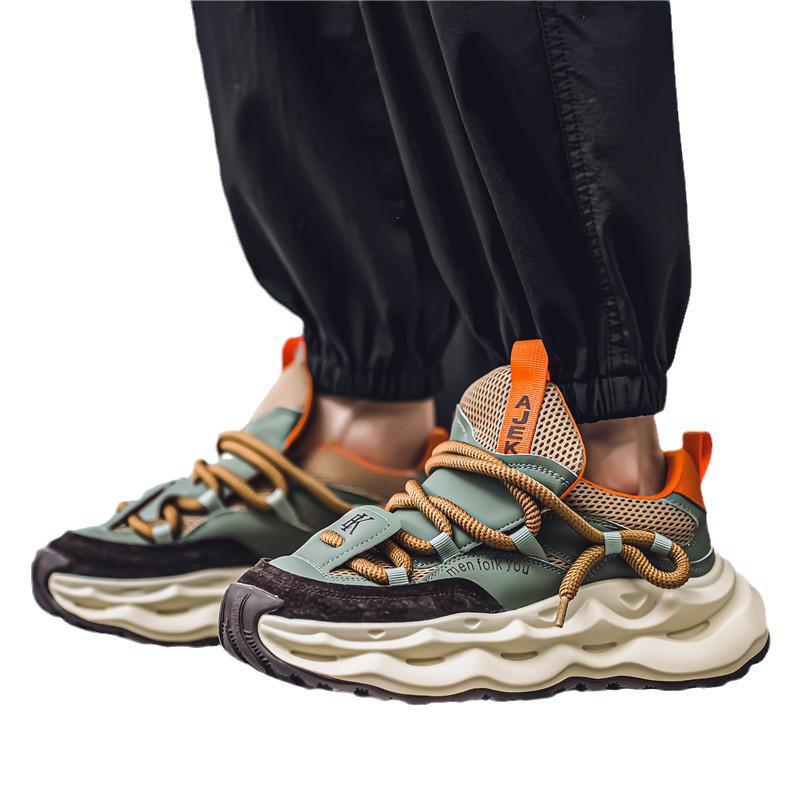 Men's 2024 Trendy Breathable Mesh Sneakers - Casual Sports, Thick Sole, Heightening Dad Shoes