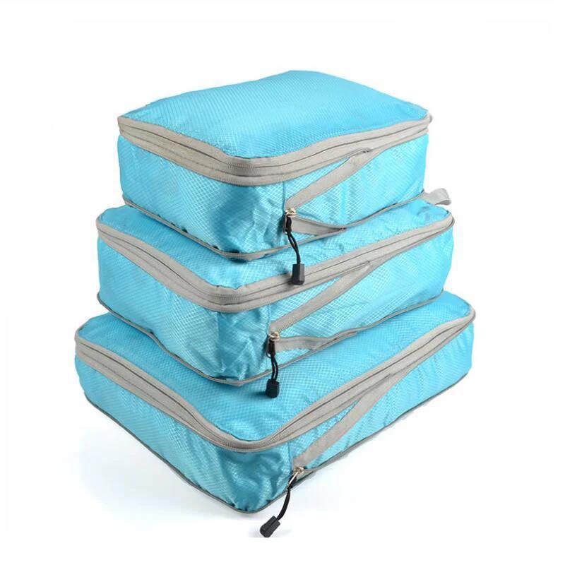 3Pcs Compressible Travel Storage Bag Foldable Waterproof Packing Cubes Travel Suitcase Portable With Handbag Luggage Organizer