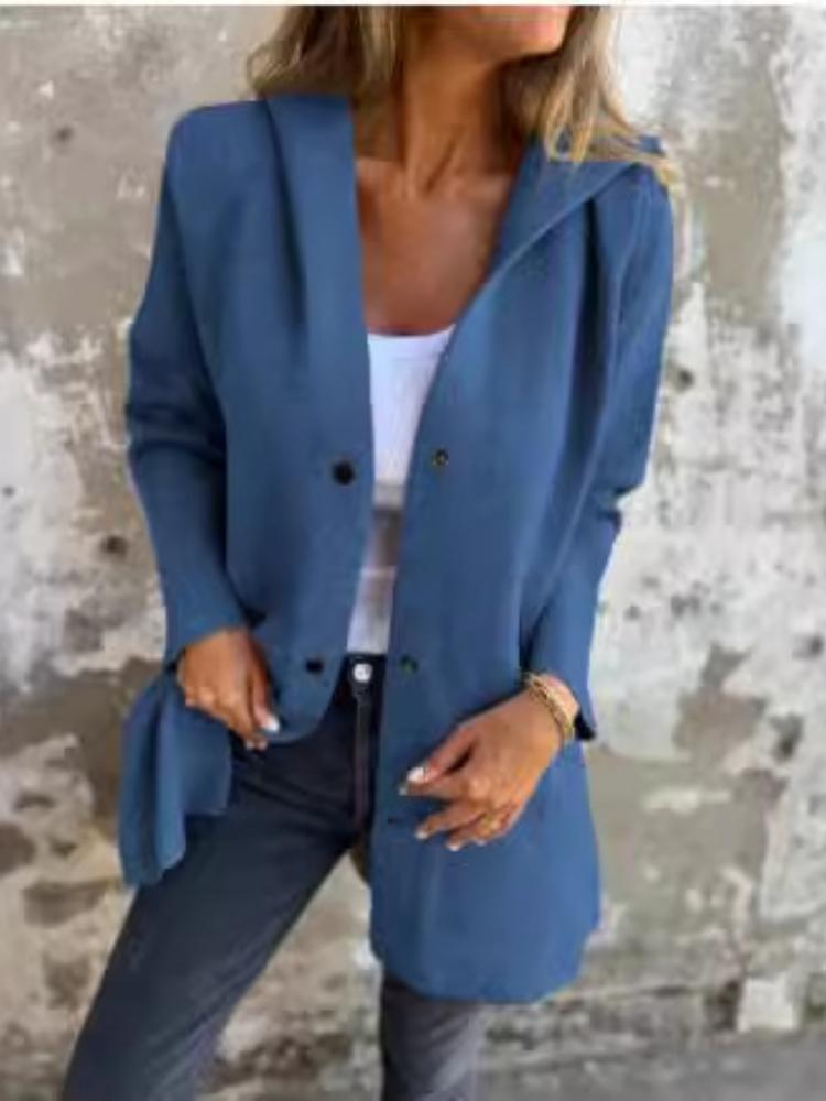 

Осенне-зимняя однотонная повседневная однобортная куртка с капюшоном 5XL темно-синий