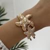 Modisches Muschel-Seestern-Armband Emaille Meeres-Vibe Metallarmband Goldfarbe Boho Offenes Armband Party Schmuck