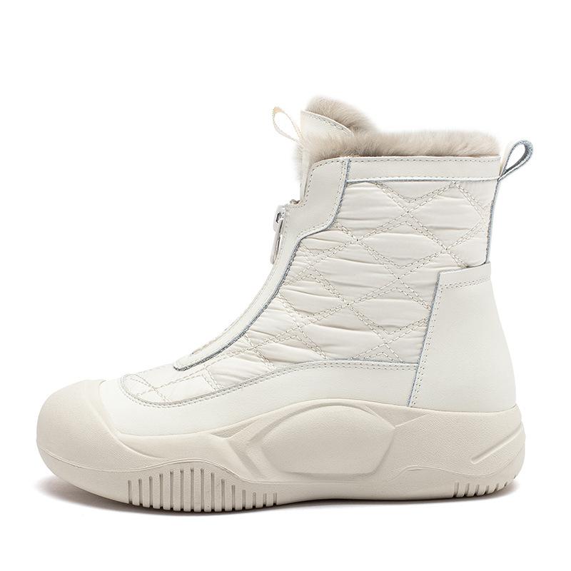 Augustine Snow Boots Women's 2025 New Winter Velvet Platform Martin Boots Outdoor Thickened White Cotton Shoes