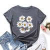 Casual Flowers Cotton T-Shirt Short Sleeve Round Neck Women 2d Print Tops