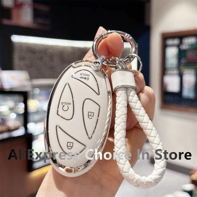 Premium Key Fob Case Cover with Keychain Lanyard for Hyundai 2023 2024 Ioniq 6 Grandeur GN7 KONA Car Accessories