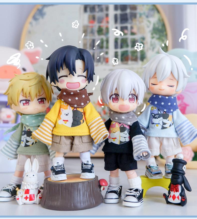 OB11 Clothes Cute Cartoon T-shirt Sweater Shorts Pants Shoes for Molly, GSC Body, Obitsu11, YMY, DDF, 1/12bjd Doll Accessories