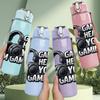 1PC Cant Hear You Im Gaming Headphone Print 750ml Color Plastic Sports Water Bottle Leakproof Flip Straw Lid Suitable for Sports Office Home Use