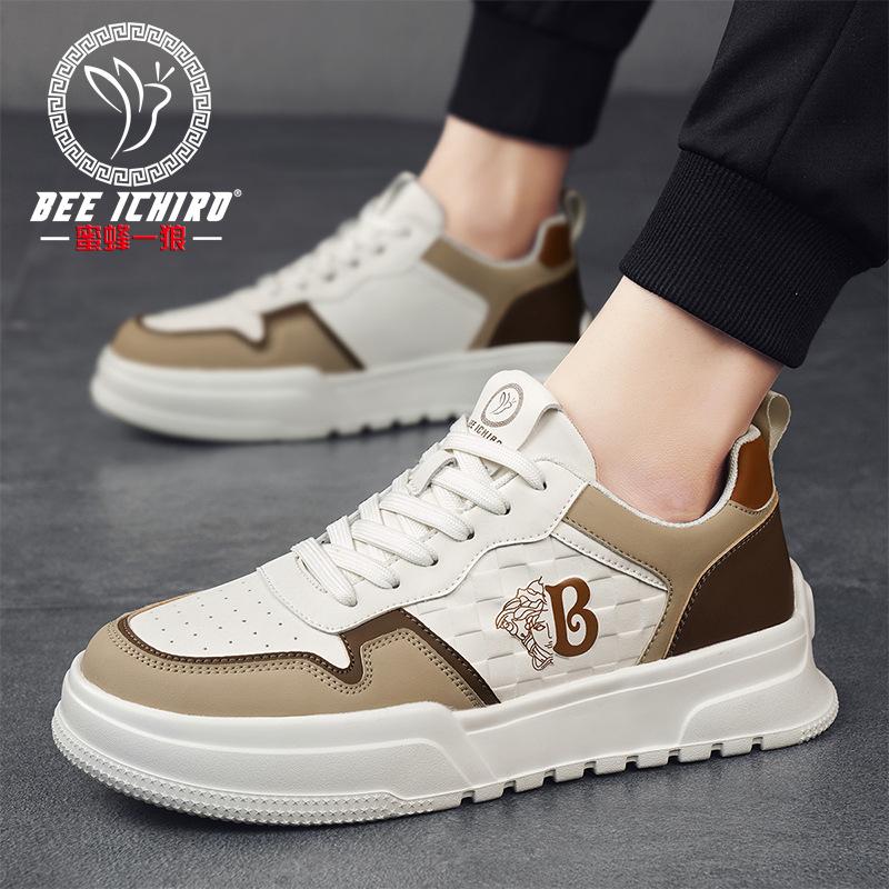 Casual spring and summer men's shoes do not stink feet sports style soft leather shoes versatile low-top board shoes