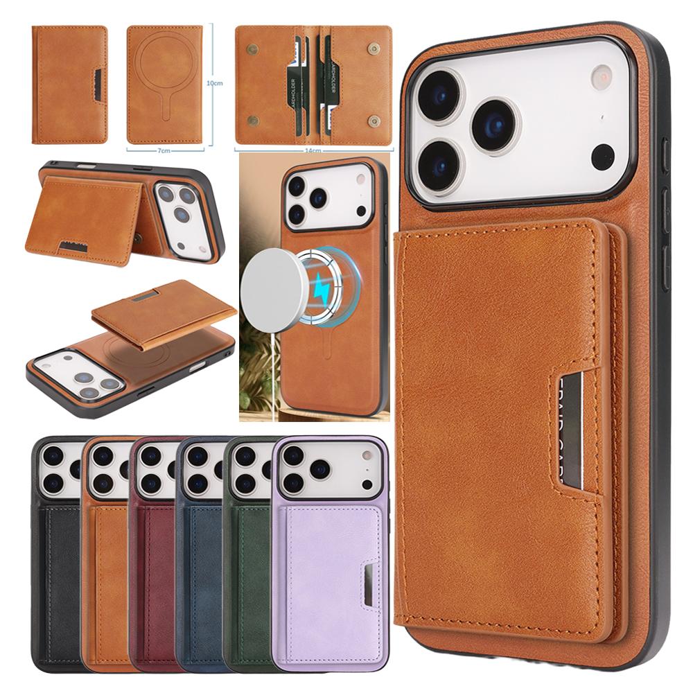 2-in-1 Lederhülle für iPhone 17 Air 16 Promax 15 Plus 14 Pro Max 13 Pm 12 Ständer Magsafe Kabelloses Laden Handyhülle