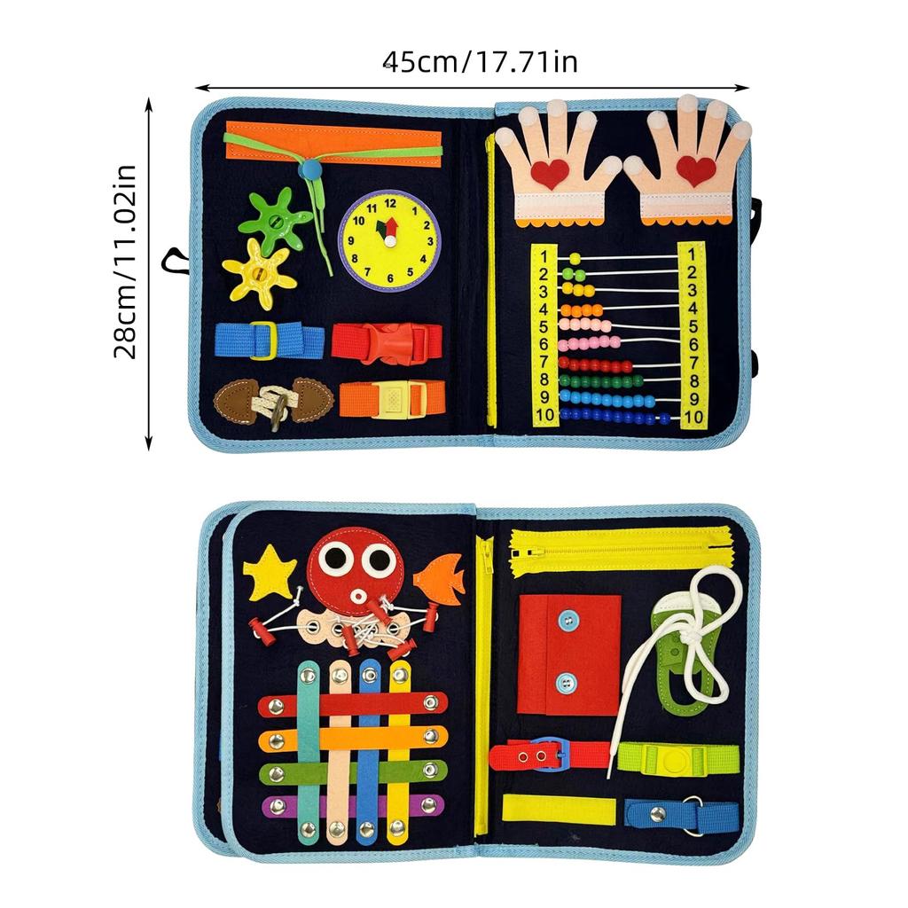 Montessori Educational Toys for Ages and Includes a busy felt finger shoelace and other fabric Foldable and portable for these fabric picture books