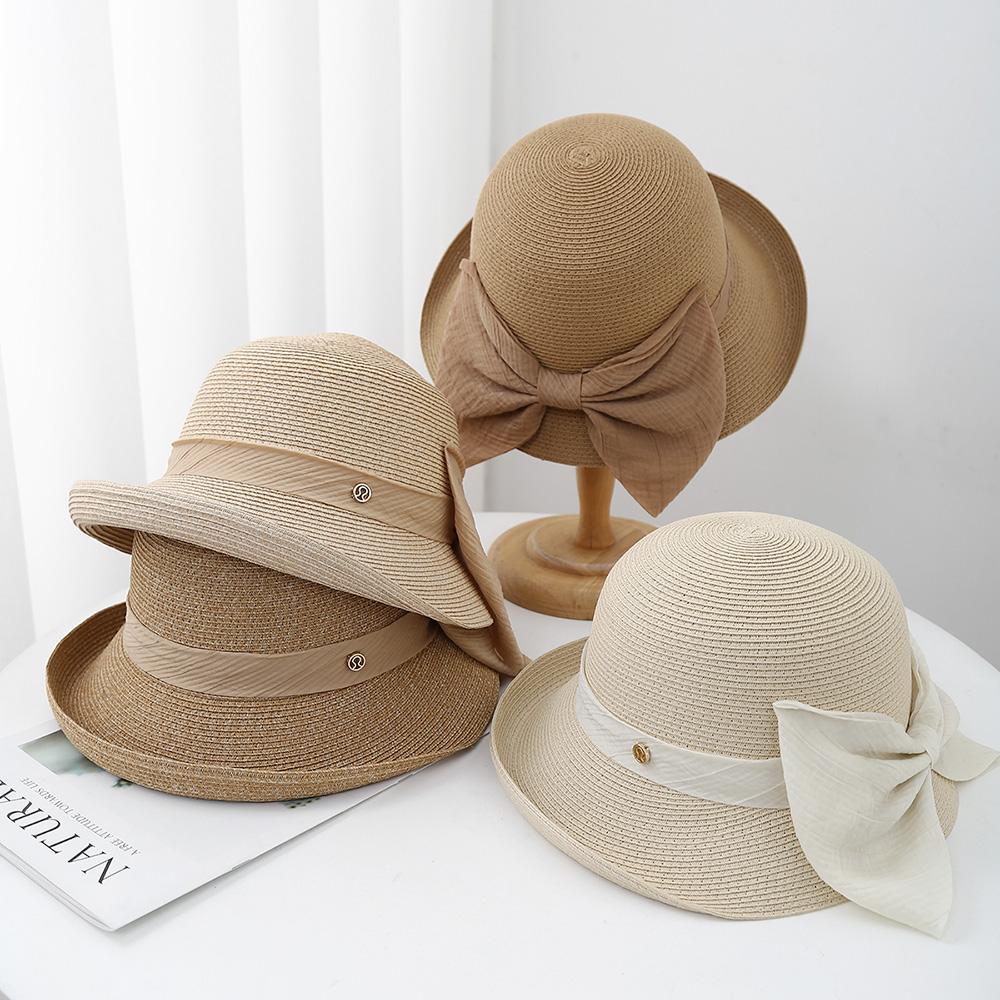 Sunscreen Hat Women's Spring and Summer Bucket Hat Small Face Fashion Light Sun Hat Woven Straw Hat