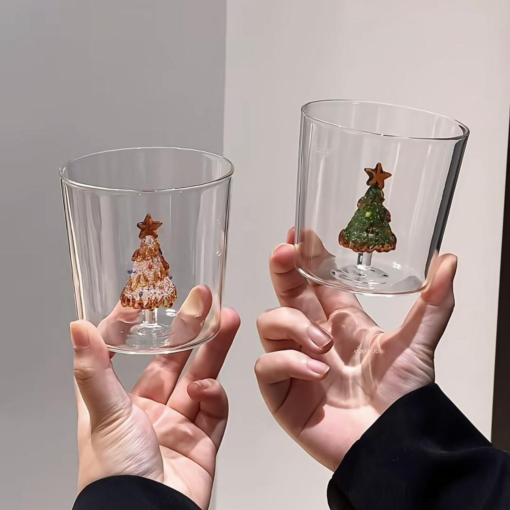 Tazza da Latte in Vetro Creativa 3D Albero di Natale Resistente al Calore