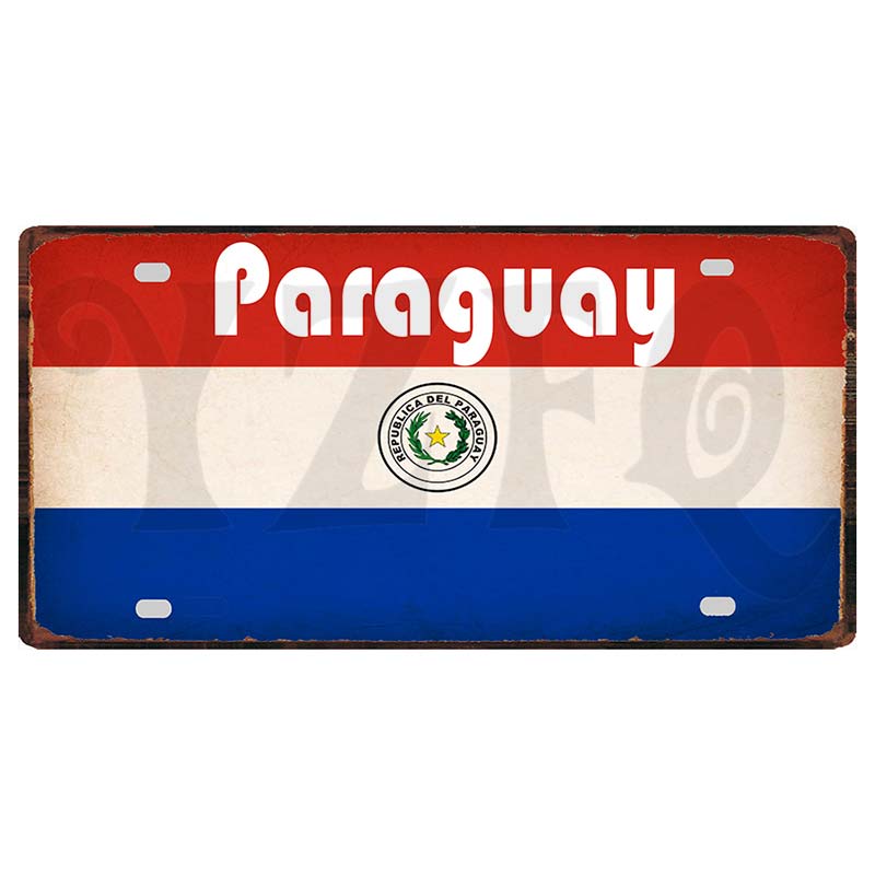 YZFQCuba Jemen Haiti Bahamas Uruguay Nationalflagga Metall Vintage Resesouvenir Väggbutik Hem Konstdekor 30X15CM DC-1416B