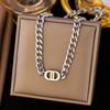 Gold Chunky Double D Titanium Steel Necklace - European & American Hip-Hop Style