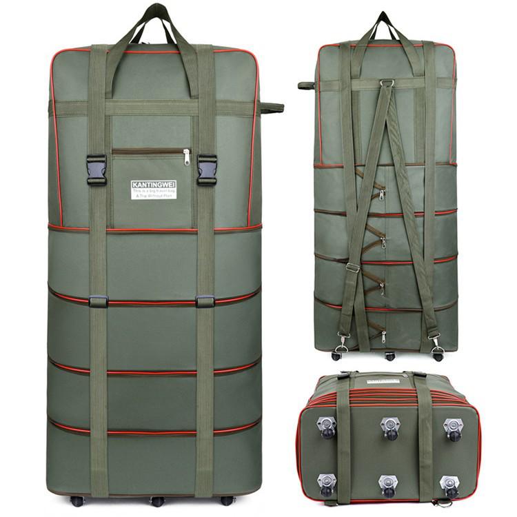 158L Aviation Large Capacity Rolling Travel Bag - Foldable Wheeled Luggage Storage, Oxford Cloth