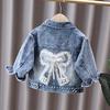 Frühling Herbst 2-12 Jahre Mädchen Jeansjacke Baby Kinder Jean Mäntel für Mädchen Niedliches Spitzen Schleifen Design Kinder Oberbekleidung Kleidung