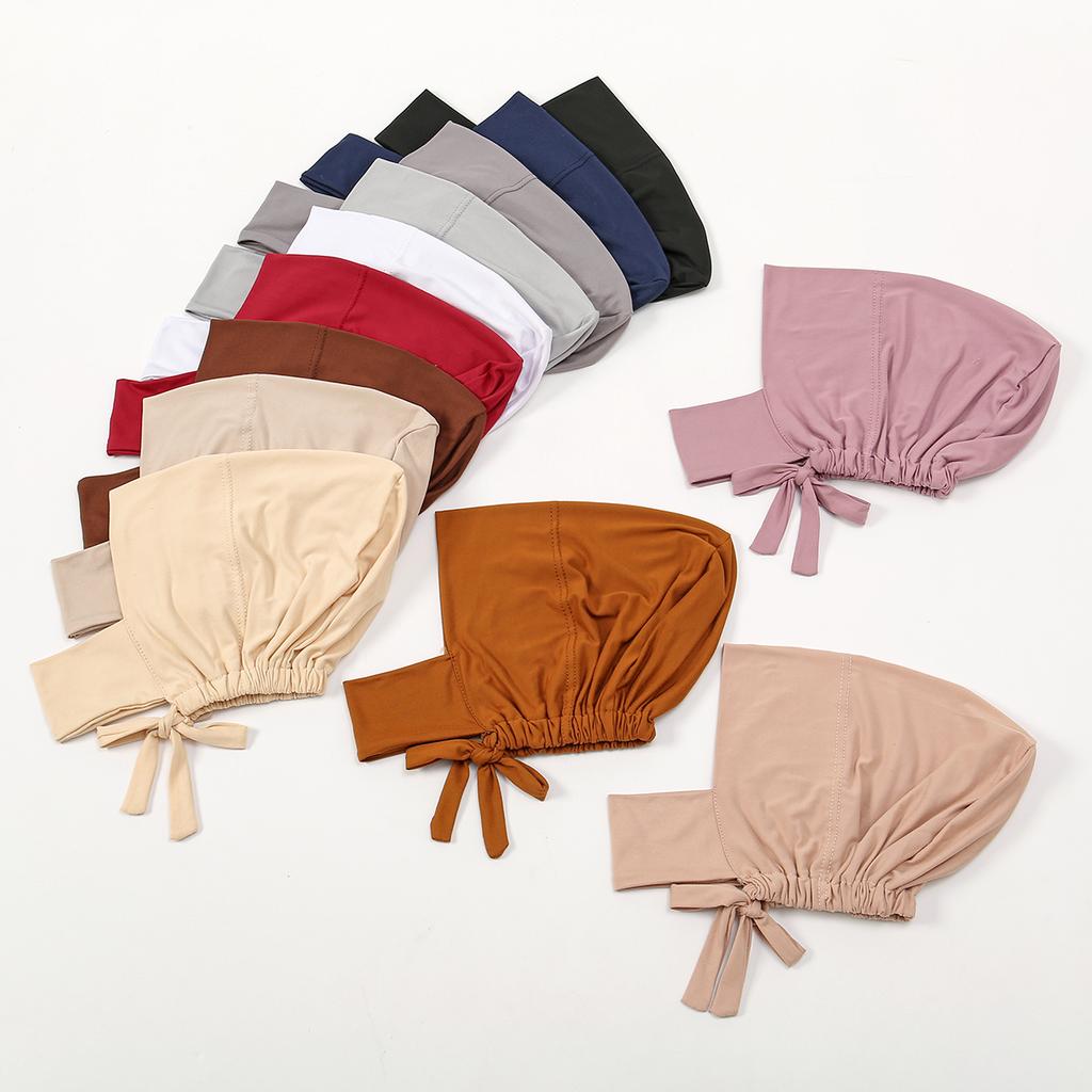 Islam Hijab Caps Muslim Women Inner Hijab Solid Color Undercap Hijab Femme Musulman Turban Islamic Ready To Wear Headcover