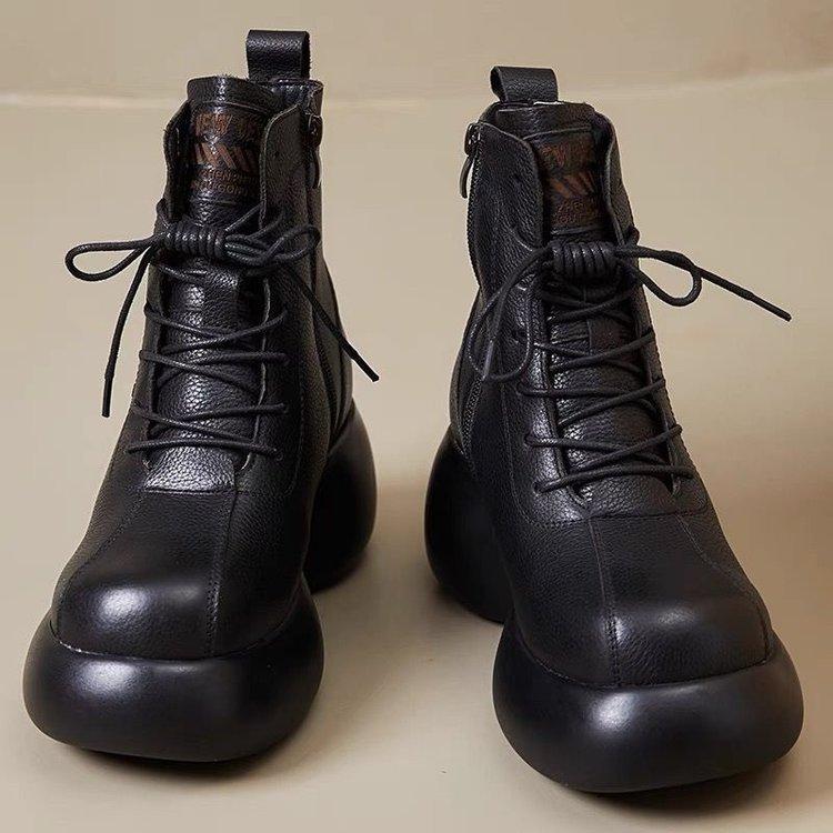 Popular retro platform single boots women's 2025 autumn and winter new short women's boots British Martin boots thick heel women's boots