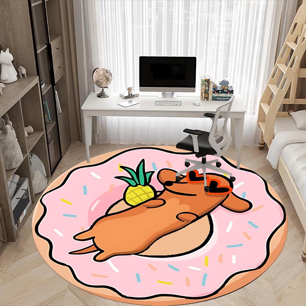 1PC Donut Pineapple Office Round Area Rug, Indoor Mat Suitable ForOffice, Under Office Chairs Bedroom Living Room Home Decor, Room Deco f175