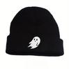 Ghost Embroidery Halloween Knit Beanie for Men & Women - Warm, Trendy Autumn/Winter Street Fashion Hat