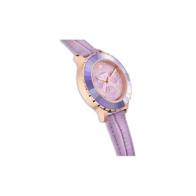 Swarovski Octea Lux Chrono Watch Quartz Movement Leather Strap Purple Dial Women watches 5632263