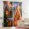 2D Flat Printing  JIT 2pcs   Curtains (Without Rod) Gingerbread Chalet Print Modern Curtains Durable 100% Polyester Fabric