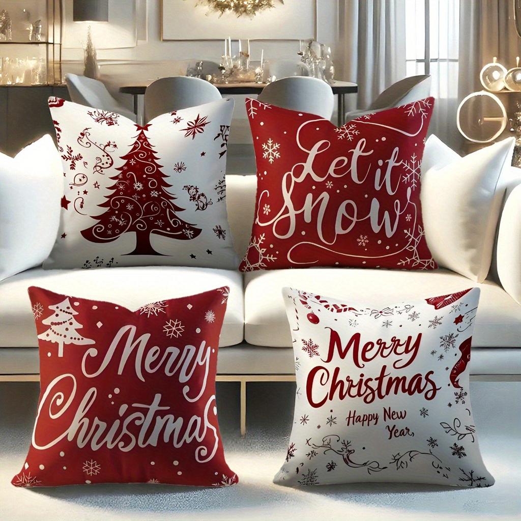 Christmas Pillowcases: Let It Snow, Merry Christmas, and More Festive Designs! Sofa Room Cushion Cover Home Decoration Gift