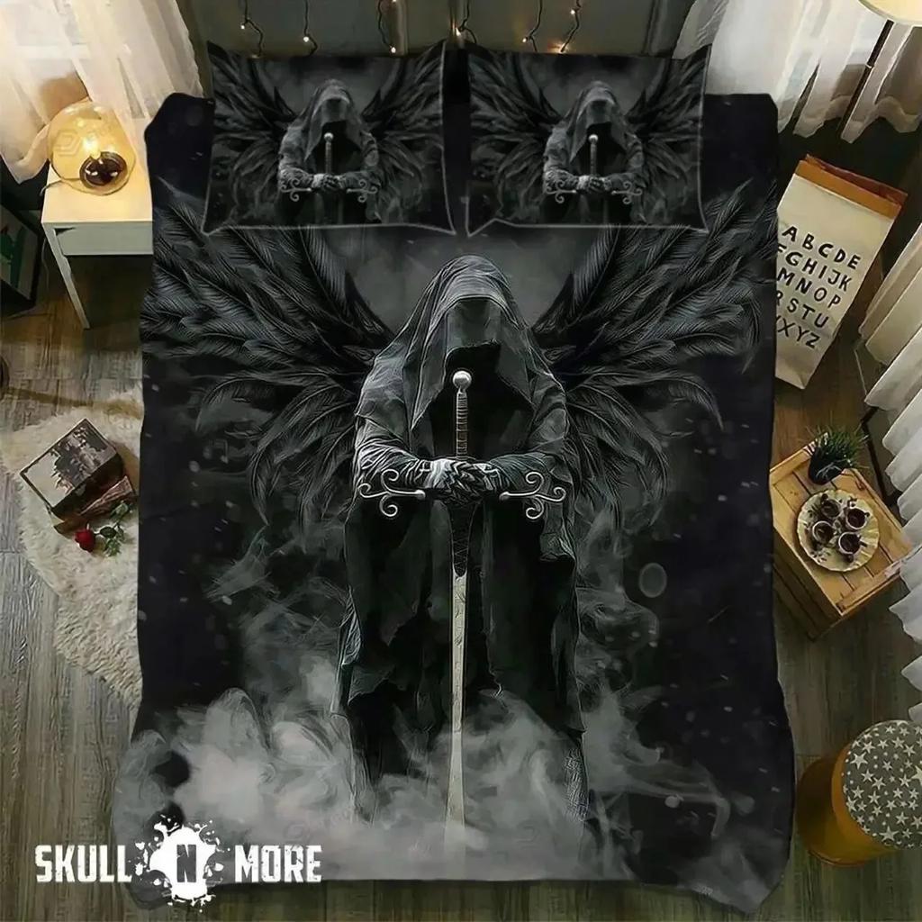Skull Chevalier Horror Skeleton 3D NEW Duvet Cover Pillowcase Bedding Set Adult Boy Girl Bedroom Decoration Single Double Large