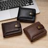 Vintage Men High Quality PU Leather Small Wallet Short Horizontal Zipper Coin Pocket Tri-fold Card Case Purse Billetera Hombre