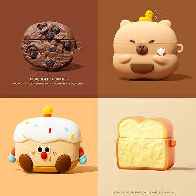3D Chocolate Cookies Bread Cover for AirPods 4 2024 Cartoon Cute Earphone Case for AirPods Pro 2 Cover Soft Cover for AirPods 3