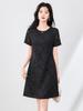 High-Quality Elegant Women's A-line Dress with Burnout Design and Slimming Round Neck Short Sleeves