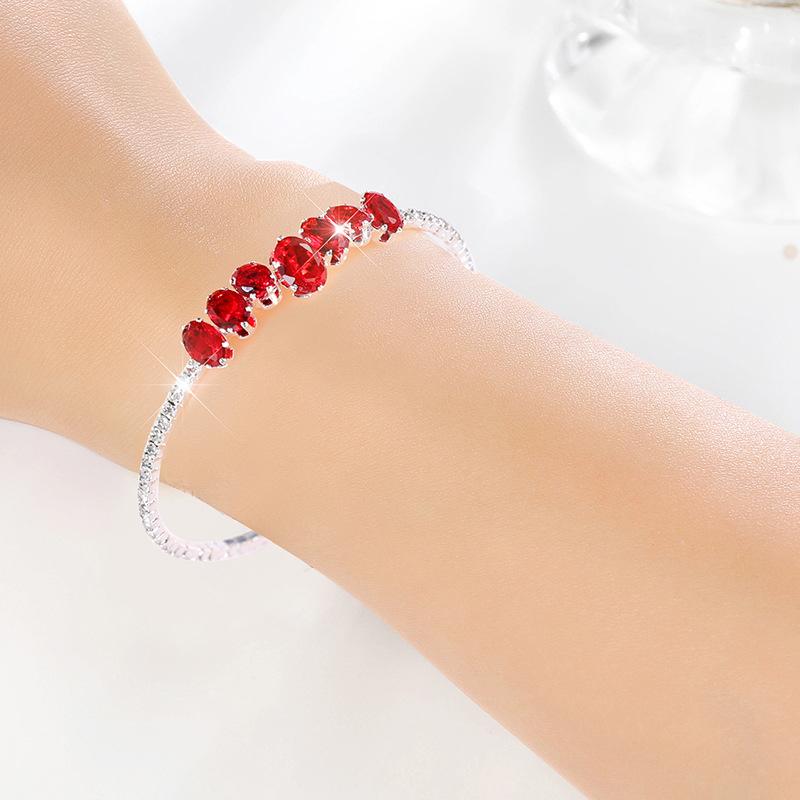 Offenes einreihiges und zweireihiges Strassarmband, Brautfarbe elastisch verstellbares Zirkonarmband Armschmuck